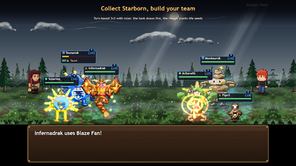 Turn-based 3v3 battle with roles