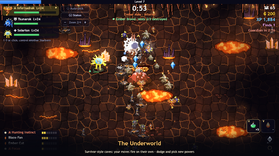A survivor-style cave run in the Underworld